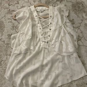 IRO lace up flutter sleeve top